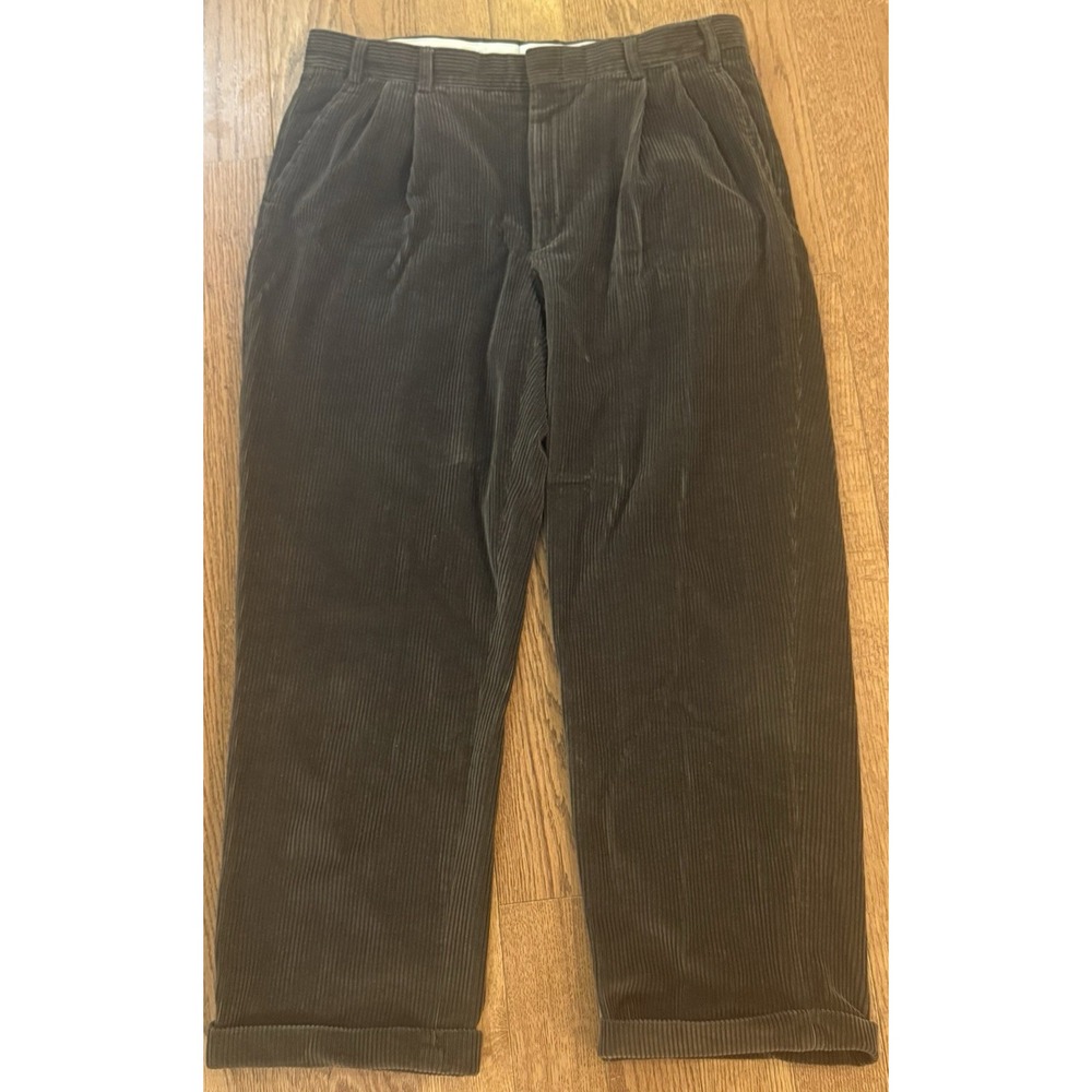 Vintage Orvis Men's Pants Brown 36x27.5 Made in USA 100% Corduroy Pleated Hemmed